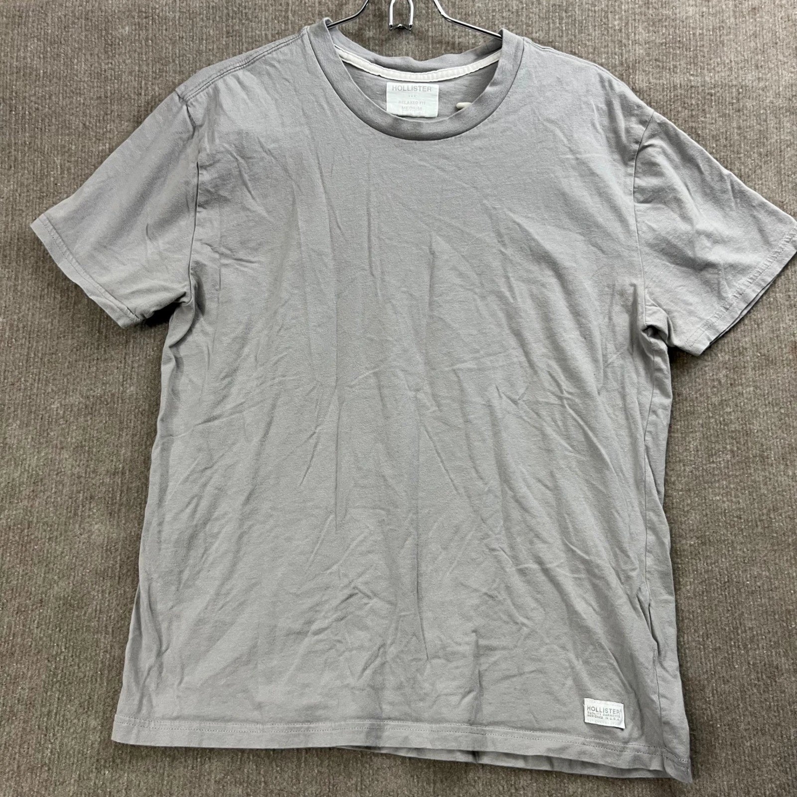 Hollister Relaxed Fit Medium Gray Cotton T Shirt Mens Basic Tee