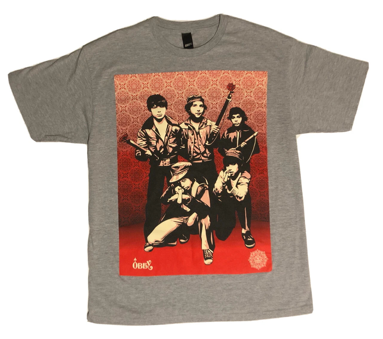 Shepard Fairey Defiant Youth Obey Graphic T Shirt Gray Cotton Mens Size L