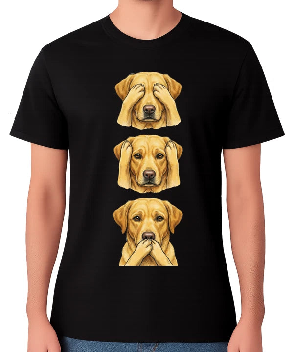 Labrador Retriever See Hear Speak No Evil Unisex T-Shirt Cute Dog Lover Tee
