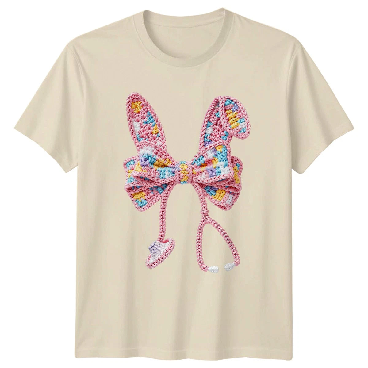 Crochet Bunny Ears Kawaii Aesthetic Womens T-Shirt Kawaii Fashion Rabbit