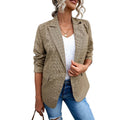 Fashionable Slim Fit Grid Print Blazer For Women Easy To Use