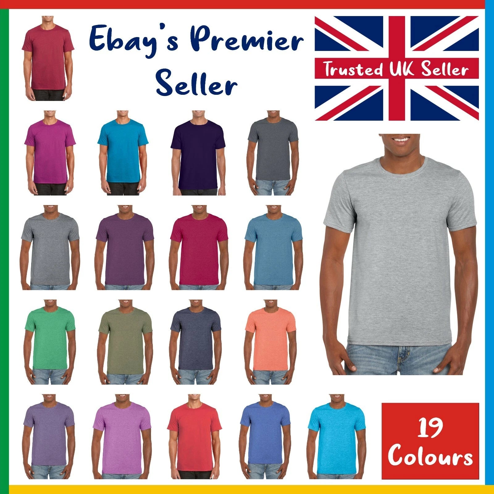 Gildan Softstyle Ringspun T-Shirt * Mens Plain Tee * Heather * Shirt - (GD01)