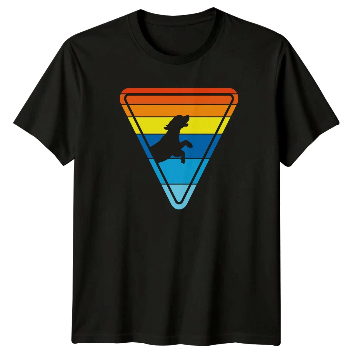 Retro Sunset Dog Silhouette Active T-Shirt Retro Aesthetic Dog Owners