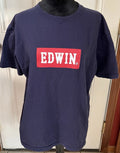 EDWIN minimalist logo tee Y2K streetwear men’s XL navy blue