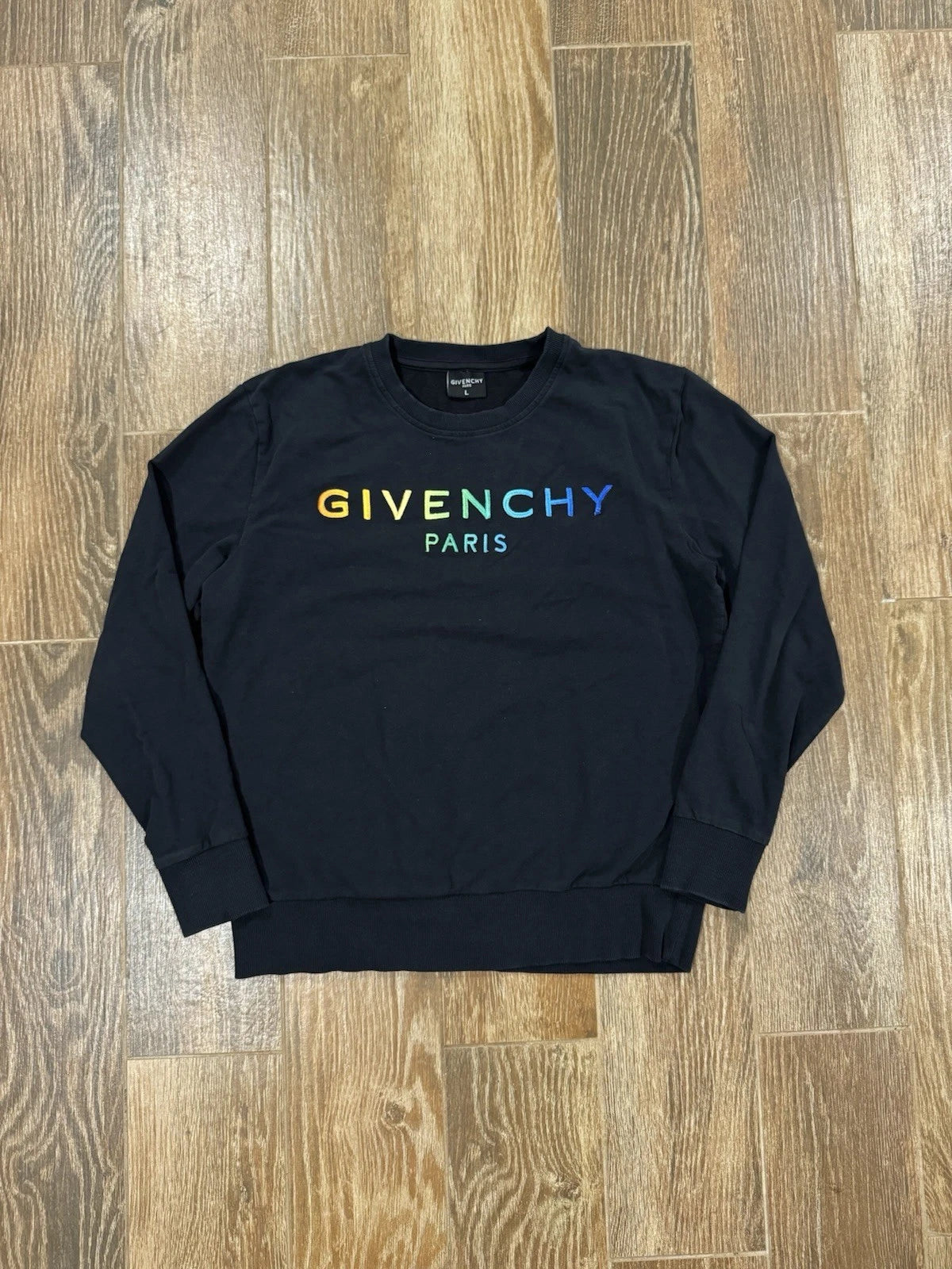 Authentic Black Embroidered Rainbow Givenchy Long Sleeve 100% Cotton Size L