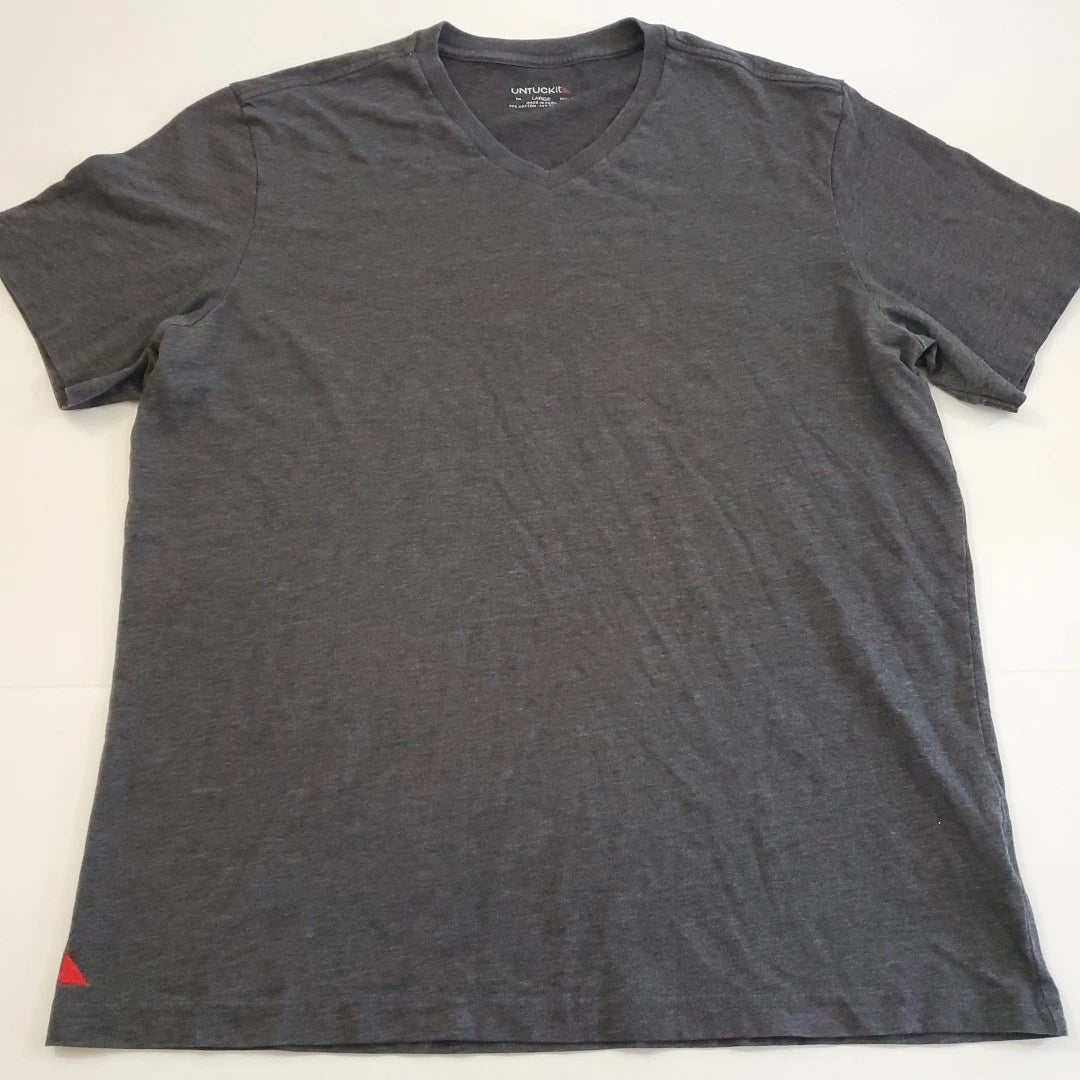 UNTUCKit Bussola Size Large Dark Gray Short Sleeve V-Neck T-Shirt