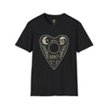 Planchette Ouija Heart T-Shirt | Moon Skull Spirit Board Design