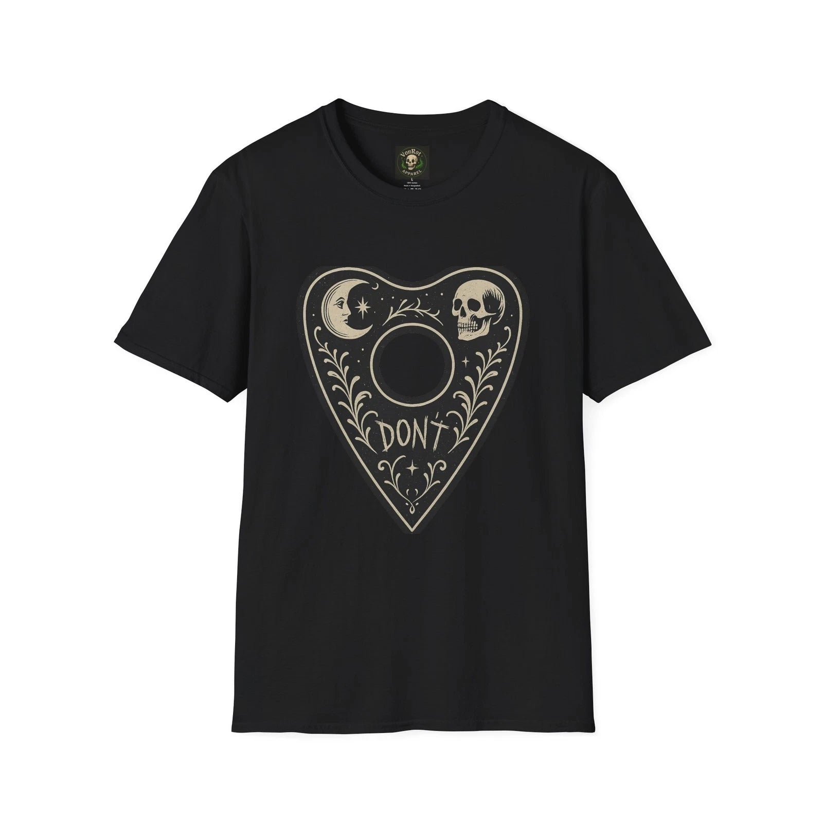 Planchette Ouija Heart T-Shirt | Moon Skull Spirit Board Design