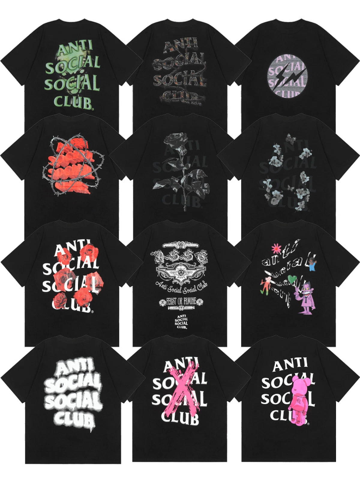 ANTI SOCIAL SOCIAL CLUB Unisex Letter Printing Round Neck Short Sleeve T-ee Tops