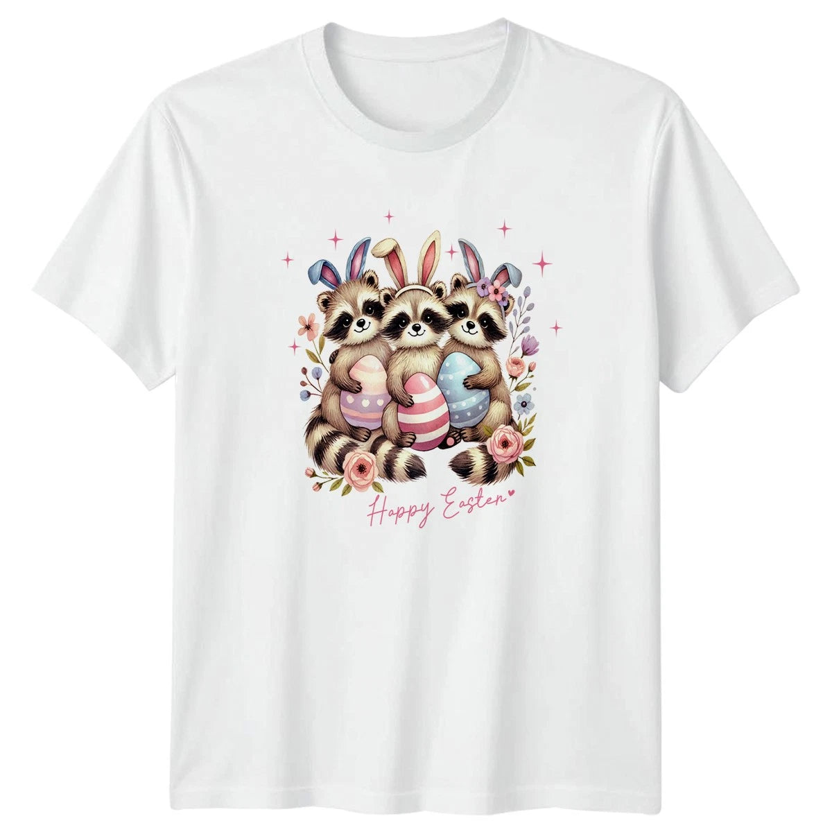 Happy Easter T-Shirt Cute Raccoon Animals Holiday Easter Gift