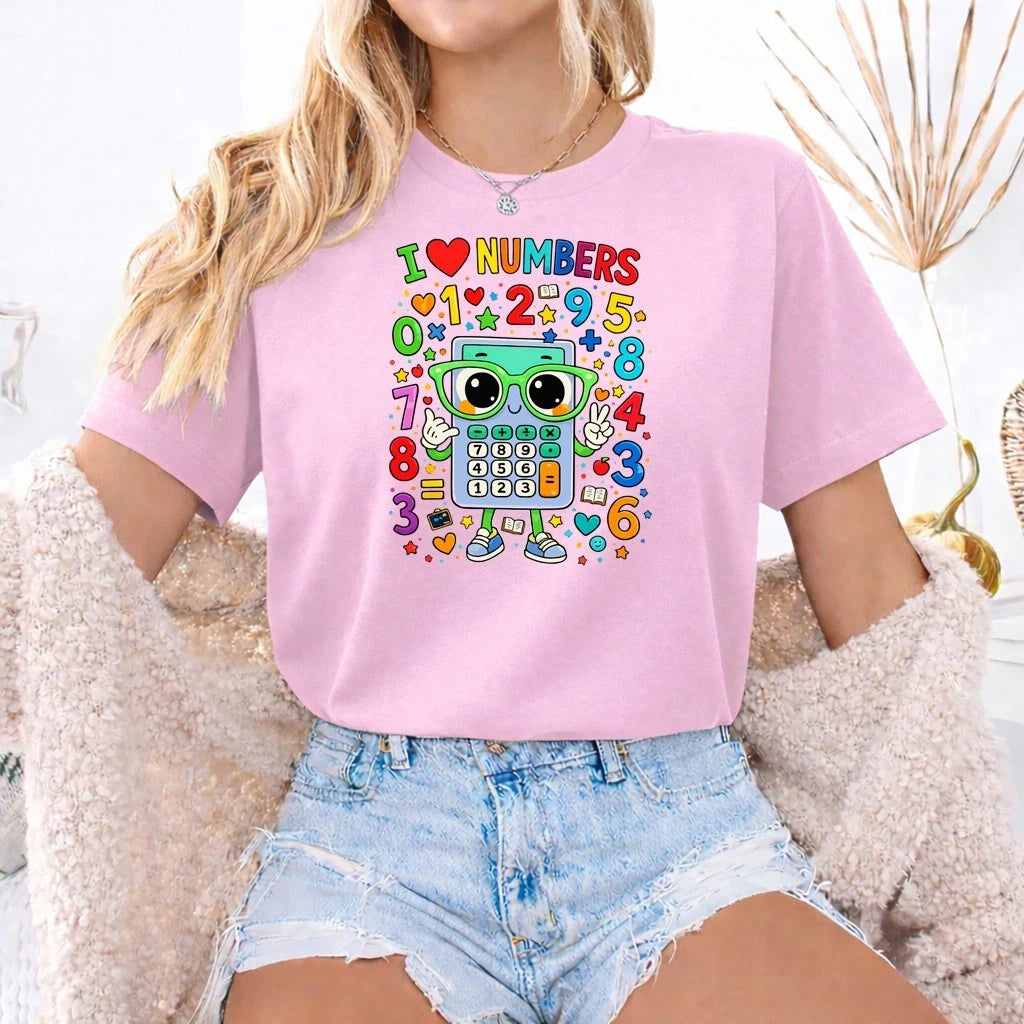 Maths Day T Shirt Kids Preschool Number Day Funny School Tee UK , i love Numbers