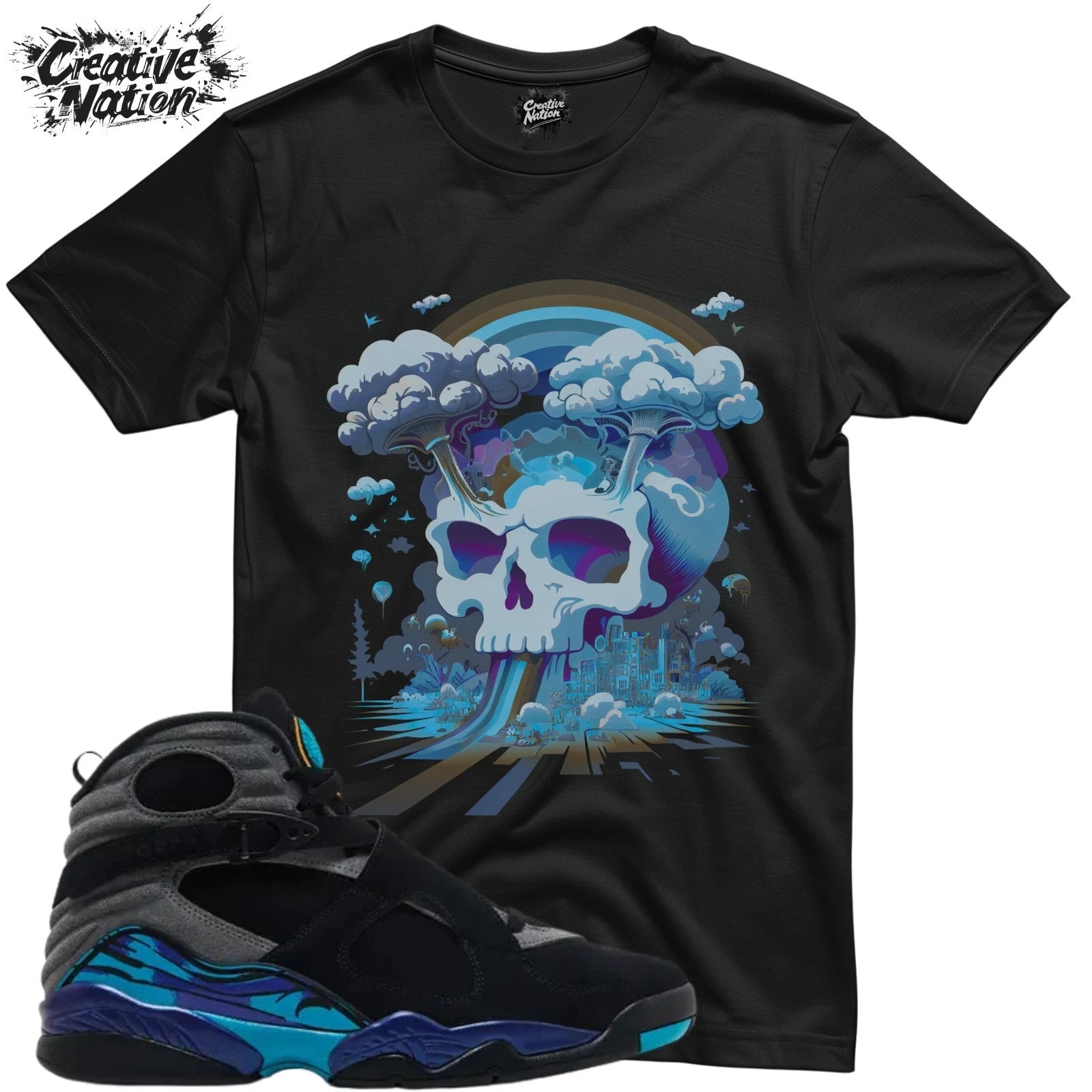 Shirt To Match 8 Aqua Unisex Tee Sneaker Shirt Skull Shirt For Sneaker Tee