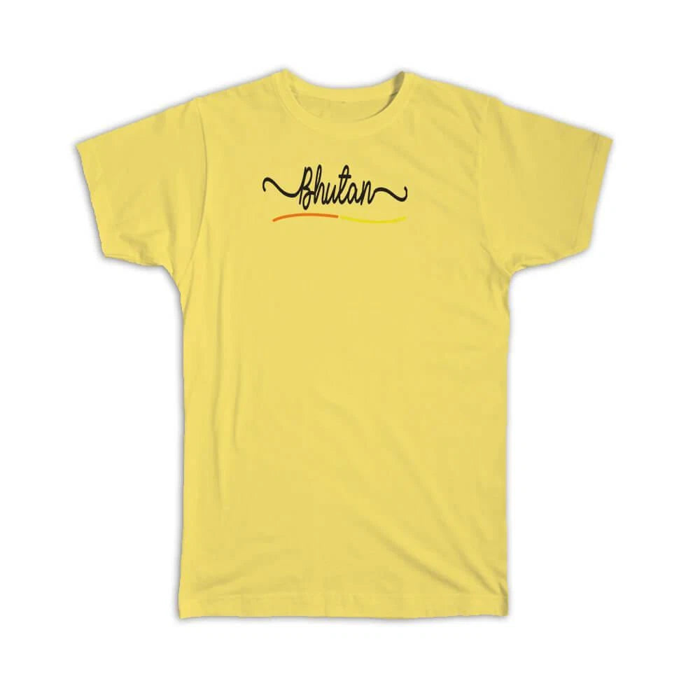 Gift T-Shirt : Bhutan Flag Colors Bhutanese Travel Expat Country Minimalist