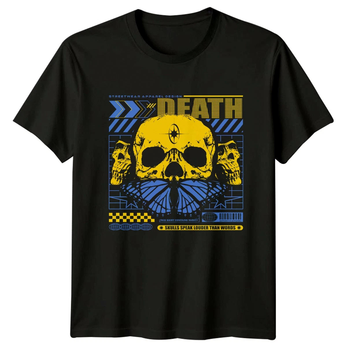Skulls Speak Louder Than Words T-Shirt Grunge Skull Streetwear Birthday Gift For