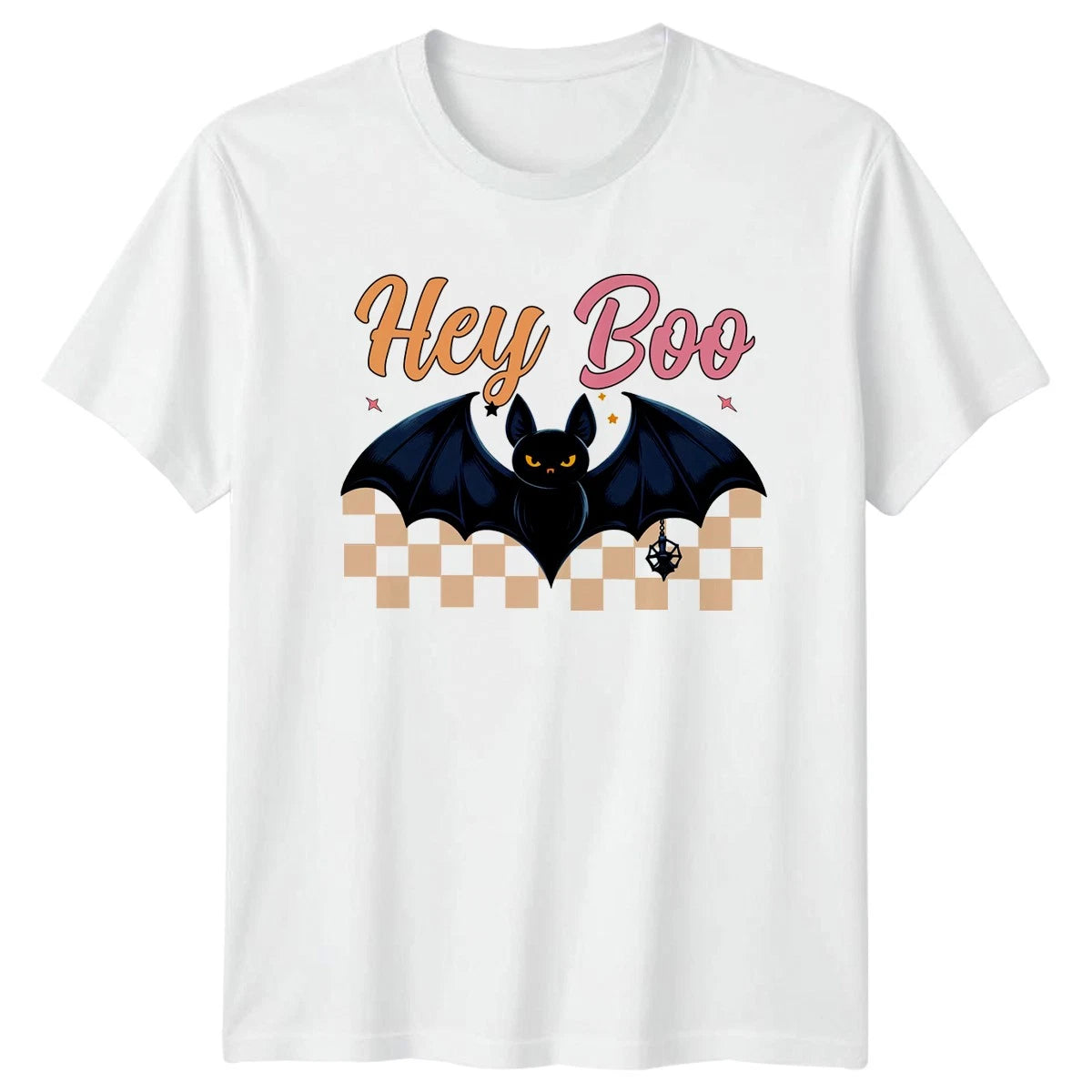 Hey Boo Womens T-Shirt Cute Bat Halloween Halloween Gift For Her