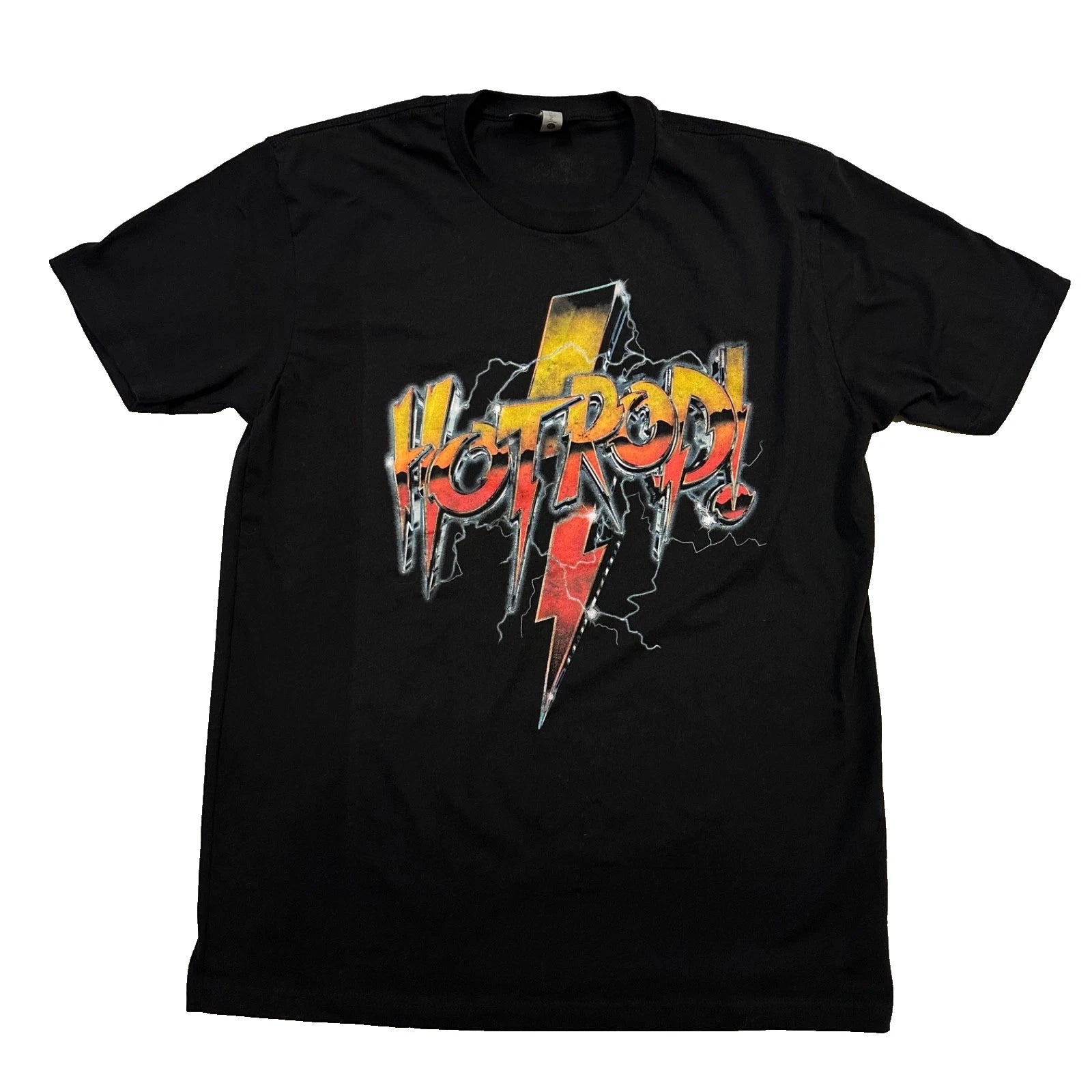 Wrestling “Hot Rod” Lightning Graphic Tee Black L Street Art Heavy Metal Style