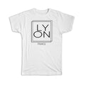 Gift T-Shirt : LYON France Square Modern Minimalist Font