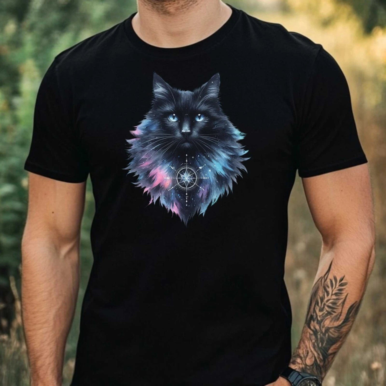 Mens Cool Cat Print Cotton T-Shirt Size XS to 5XL