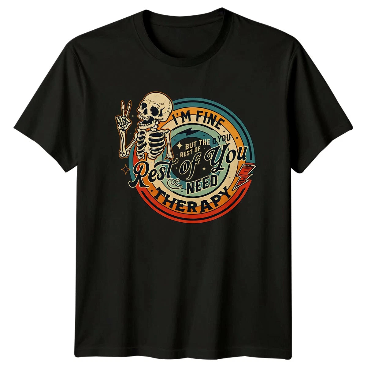 Im Fine But The Rest T-Shirt Skeleton Aesthetic Sarcastic Humor Birthday Gift