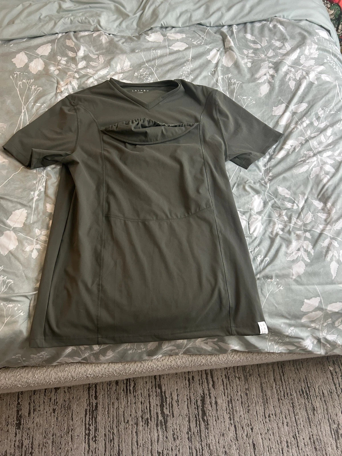 Lalabu Men's Olive Green Baby Wearing Carrier T-Shirt Large