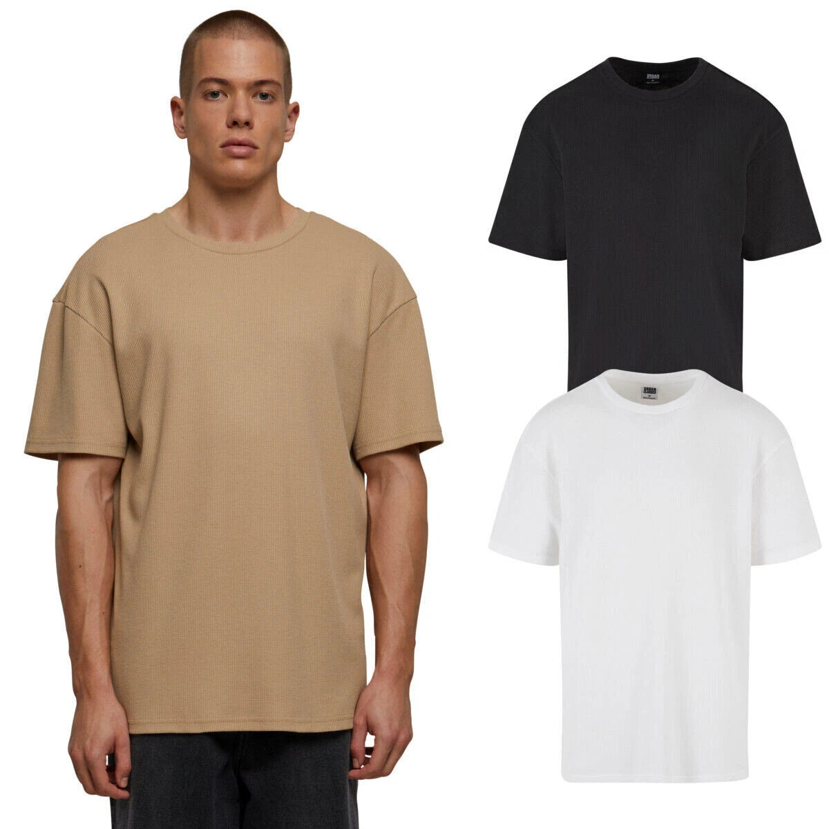 Urban Classics Waffle Tea Men's T-Shirt Oversized Layering-Style Everytagslook New