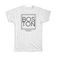 Gift T-Shirt : BOSTON Massachusetts Square Modern Minimalist Font