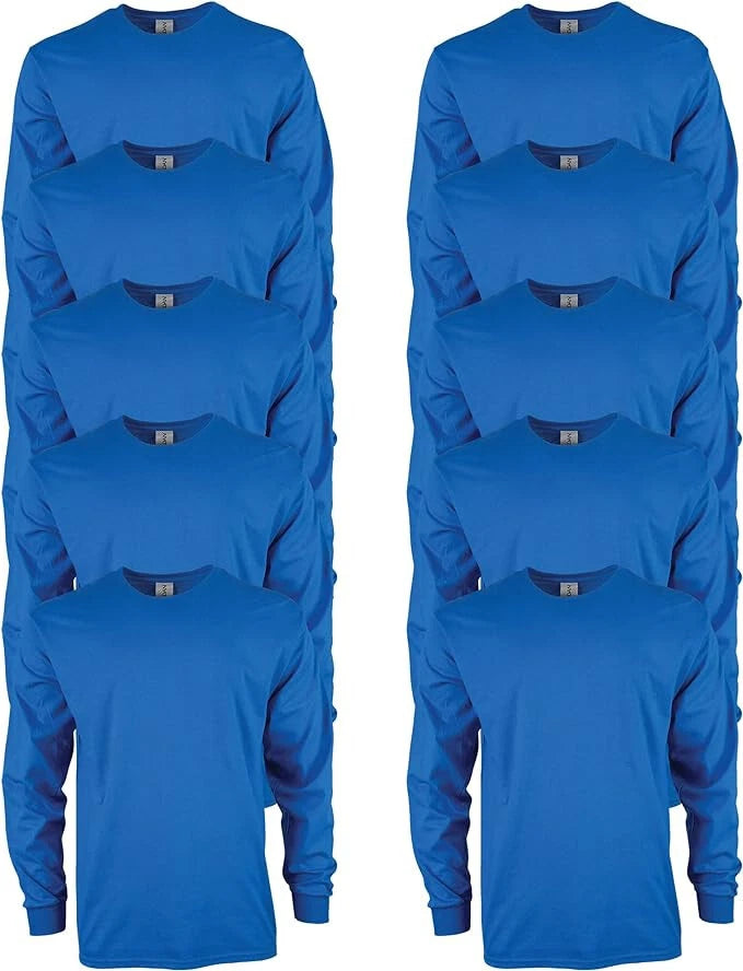 Gildan Men's Ultra Cotton Long Sleeve, Style G2400, Royal (10-pack), Medium