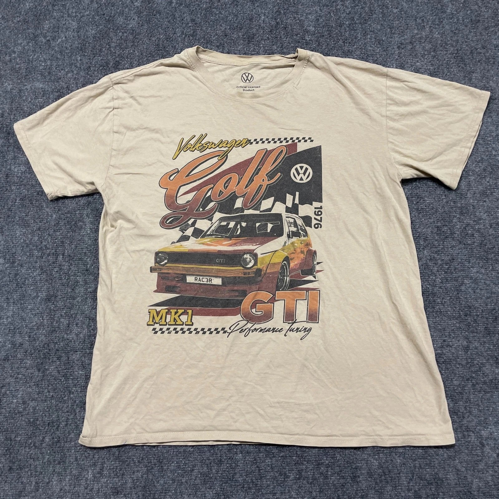 Volkswagen Golf MK1 GTI T Shirt Men Small Beige Graphic Everyday Wear Casual Tee