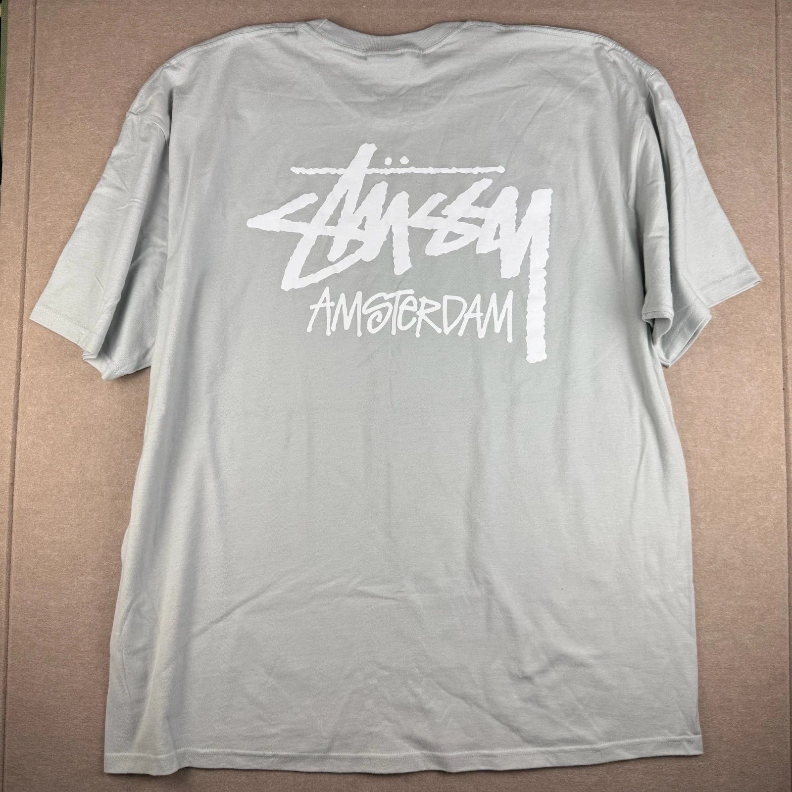Stussy Amsterdam Shirt Mens 2XL Cement Gray Streetwear Skate Surf Graphic Tee