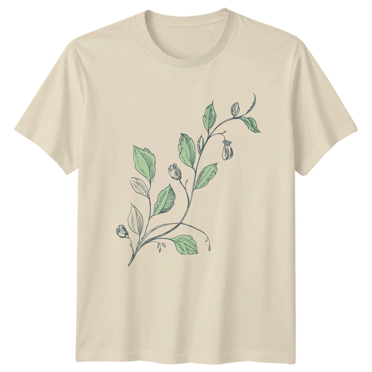 Cottagecore Aesthetic Hand Drawn Flower Womens T-Shirt Botanical Floral Art