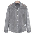 Men's See Through Fishnet Shirt Long Sleeve Sexy Undershirts Tee Tops