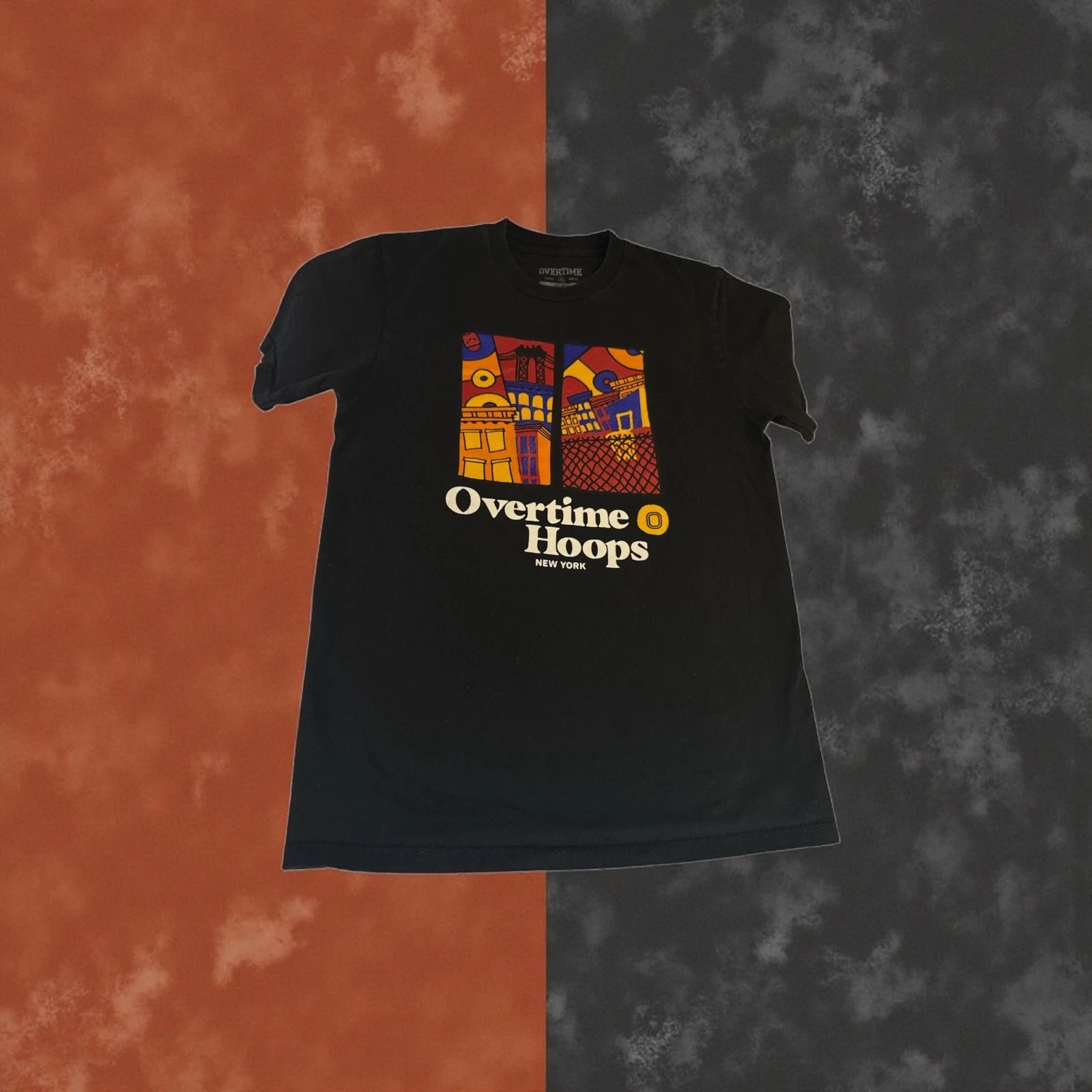 Overtime Men’s Athletic Tee – Size Medium • Black • Graffiti‑Style New York
