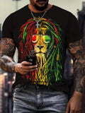 T Shirt Hip Hop Lion Sunglasses Fashion Trendy Short Sleeve Black Streetwear Tee