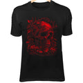 Gothic Skull Art - Thorny Rose Vines, Glowing Pumpkins & Red Halloween Glow