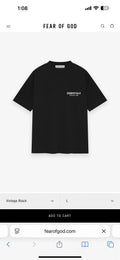 ESSENTIALS SS26 BLACK SHIRT WHITE WRITING