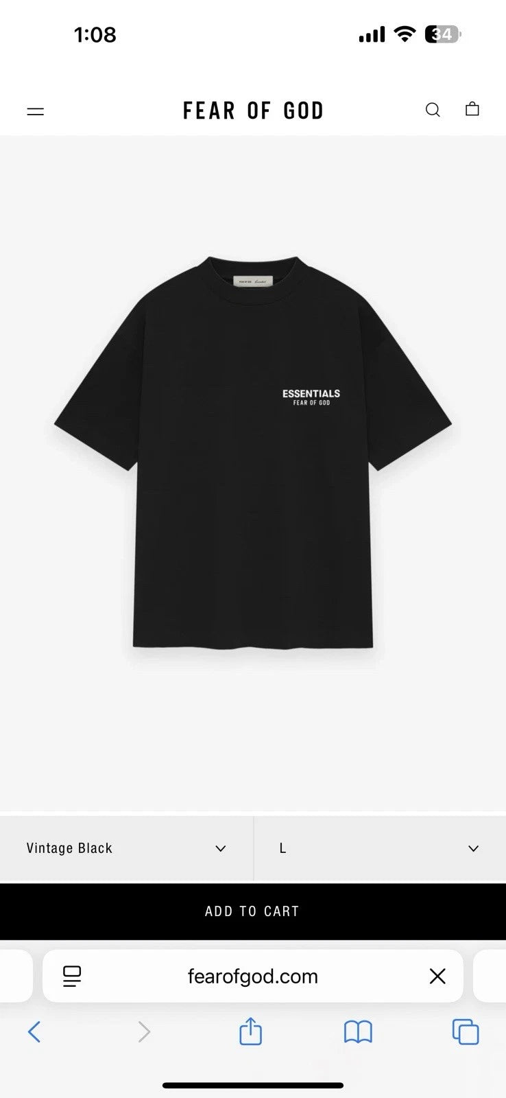 ESSENTIALS SS26 BLACK SHIRT WHITE WRITING