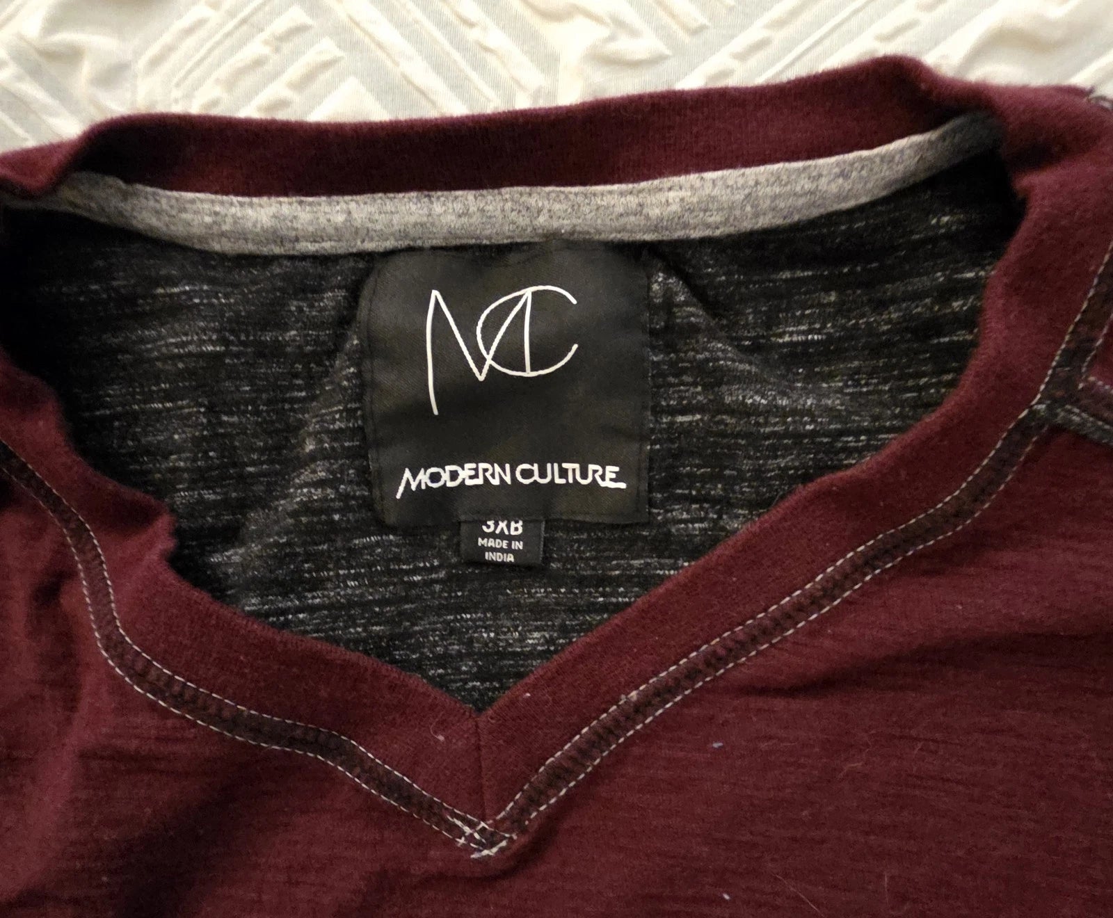 Modern Culture Men's V-Neck Short Sleeve Solid T-Shirt Burgundy 3XB