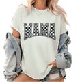 Womens Checkered Mama Varsity Graphic Tees Trendy Print T Shirts