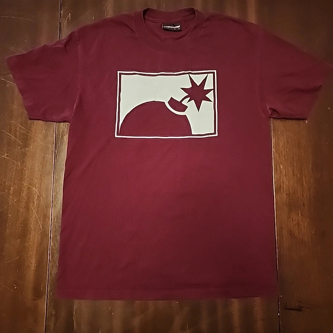 The Hundreds Adam Bomb 3M Tee Burgundy T-Shirt Double Sides Short Sleeve Large