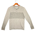 Express Mens Long Sleeve Henley Shirt Gray Striped Size Small Grunge Streetwear