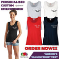 Custom Embroidered Fruit of the Loom Women’s Valueweight Vest Gym Yoga Fitness