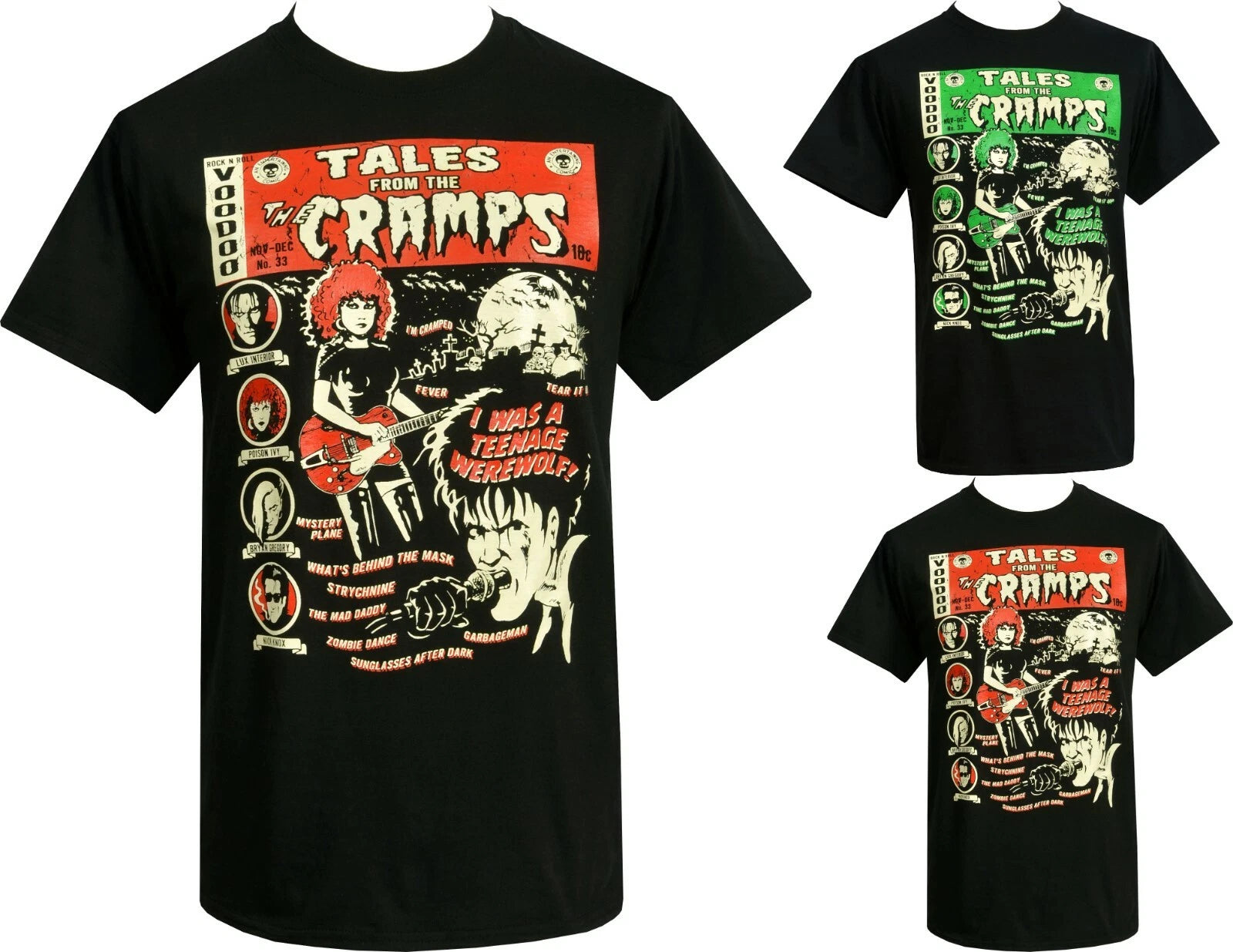 The Cramps Mens Psychobilly T-Shirt Vince Ray Poison Ivy Lux Interior Voodoo