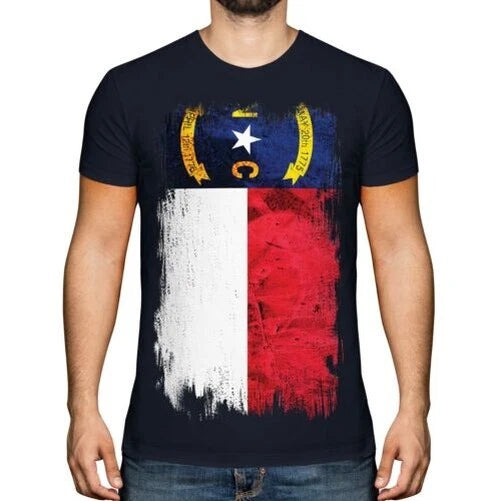 North Carolina Flag State Grunge Mens T-Shirt North Carolinian Shirt