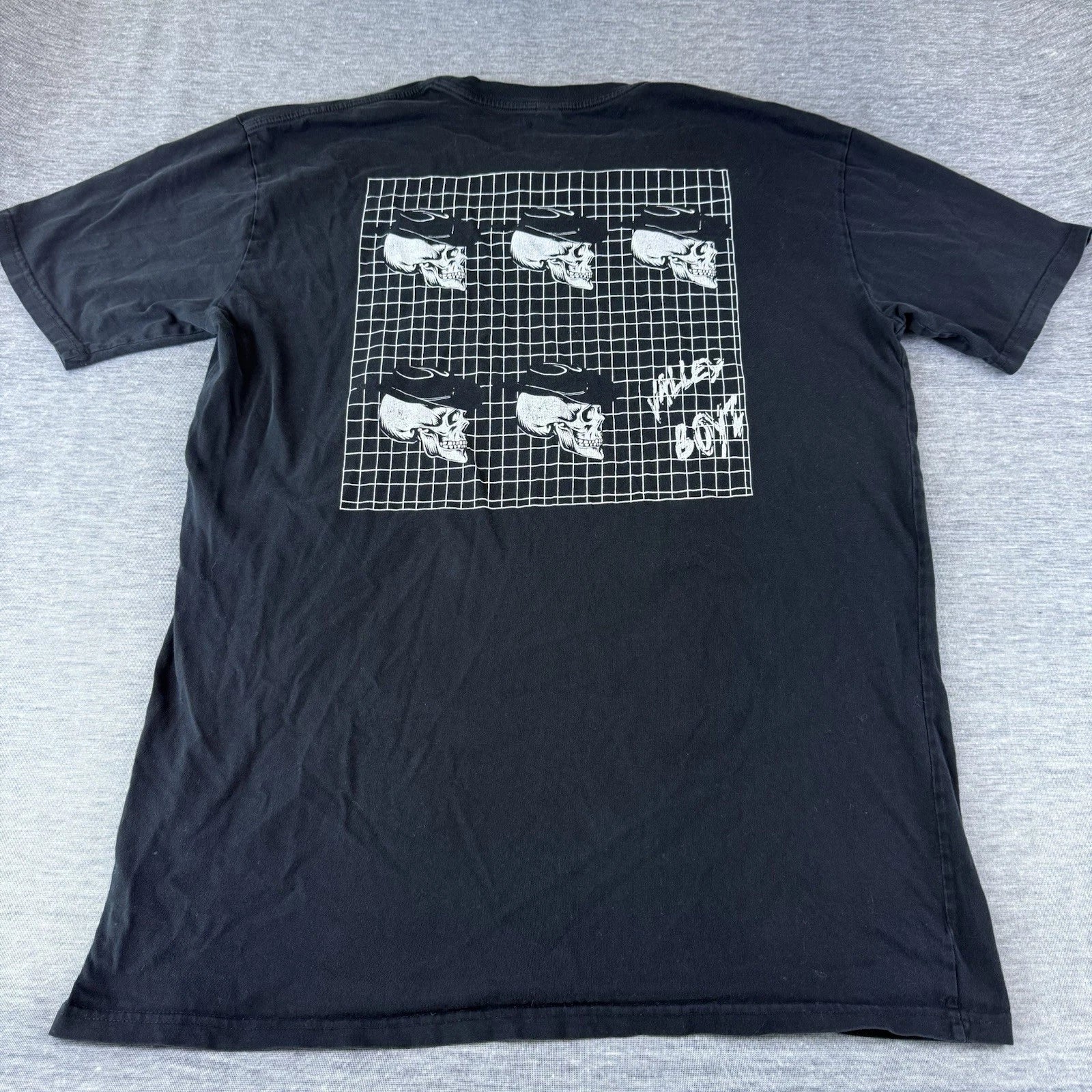 Valley Boyz Streetwear Grunge Black Graphic Tee with Skull Cowboy Design XL