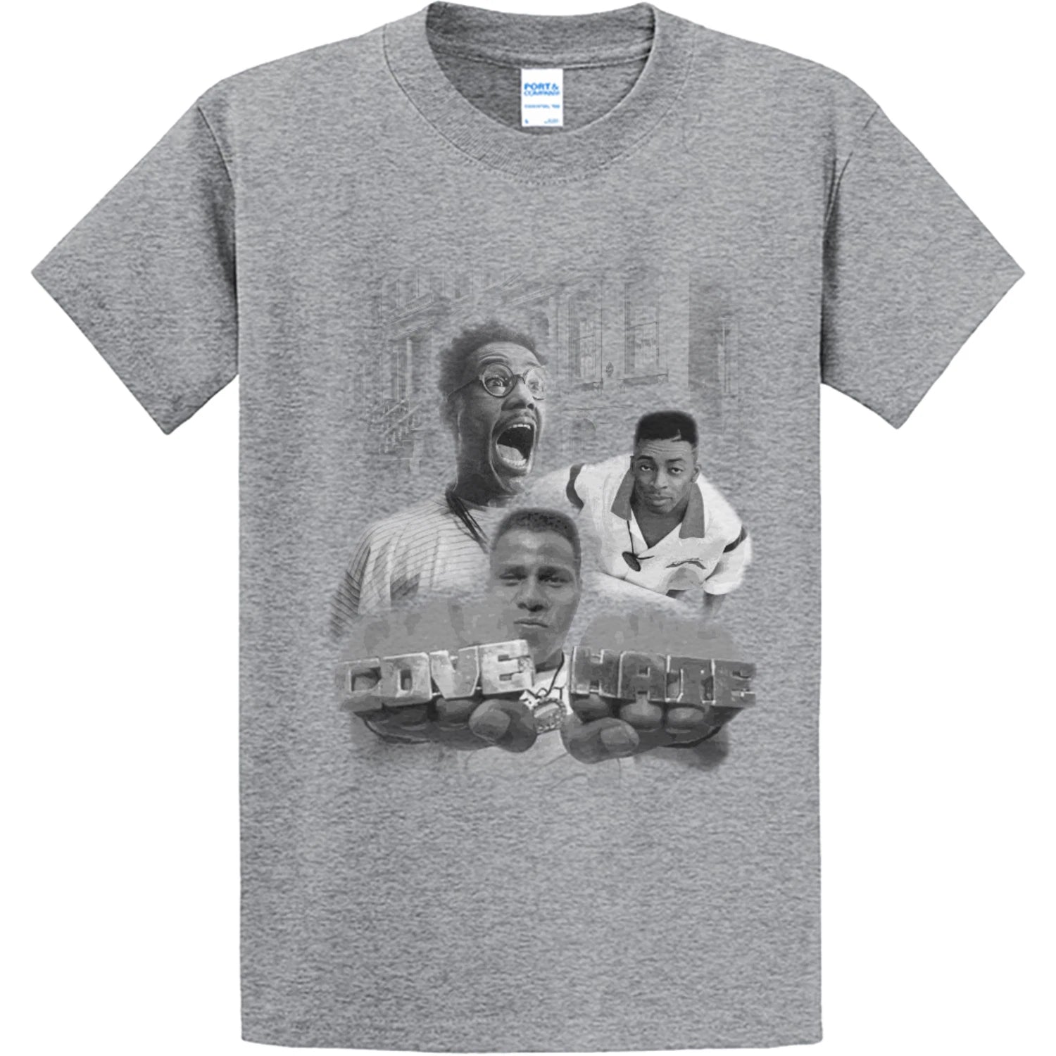 NEW STREETWEAR ON DEMAND DTRT LOVE & HATE GREY Tee Shirt SM-4XLARGE MADE IN USA