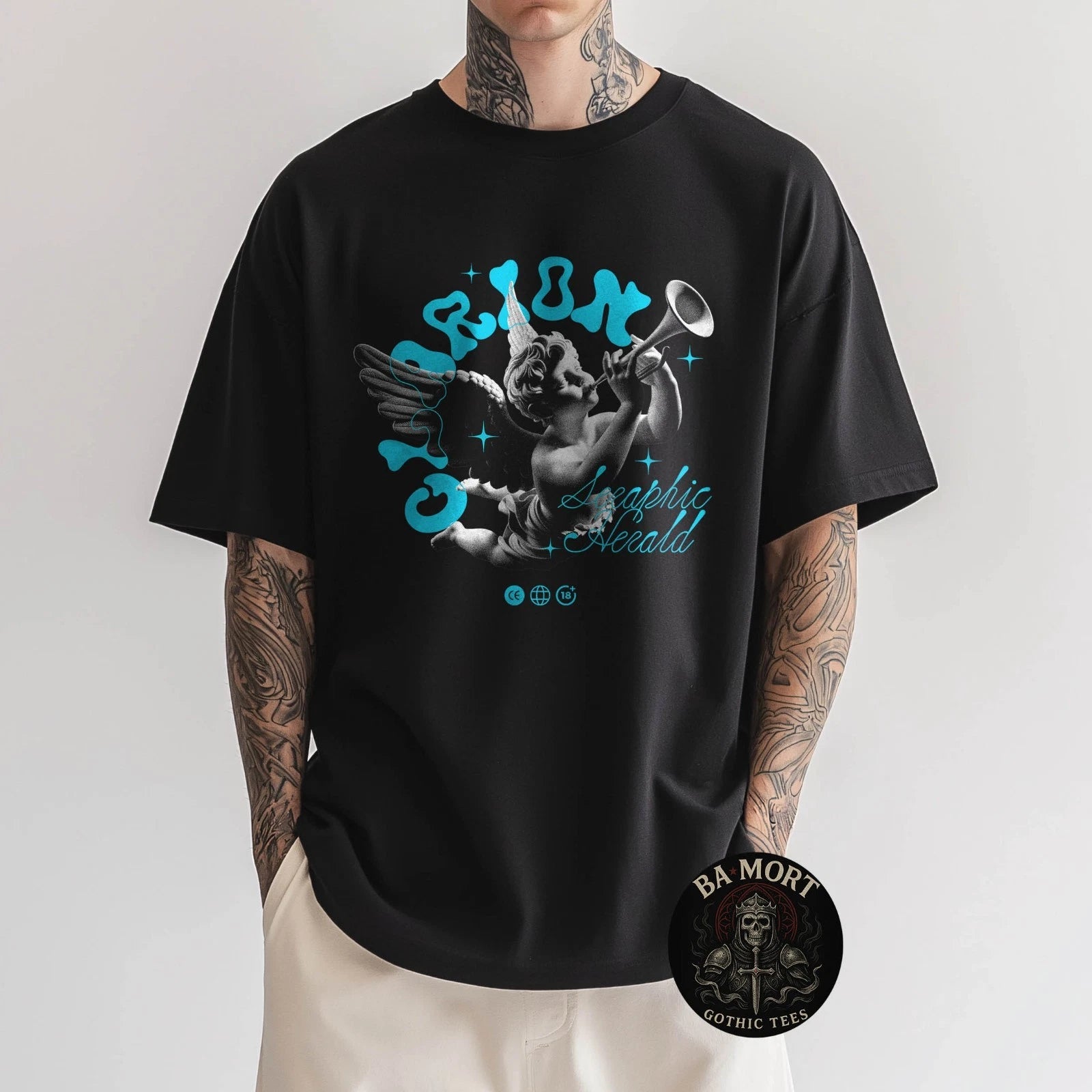 Clarion Angel Blue Neon Y2K Aesthetic T-Shirt