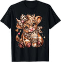Cute Highland Cow Coffee Addict Funny Cowgirl Leopard Women T-Shirt
