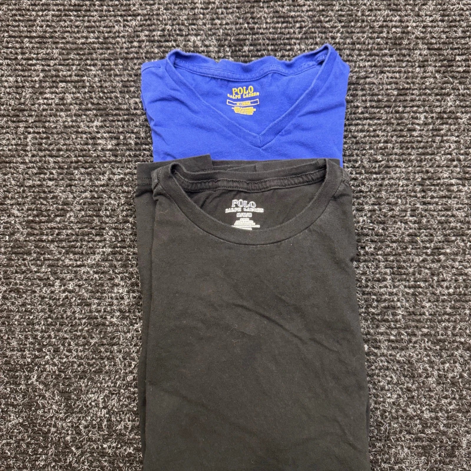 Polo Ralph Lauren Mens T-Shirt Bundle Black Crew Neck Blue V-Neck Size Medium