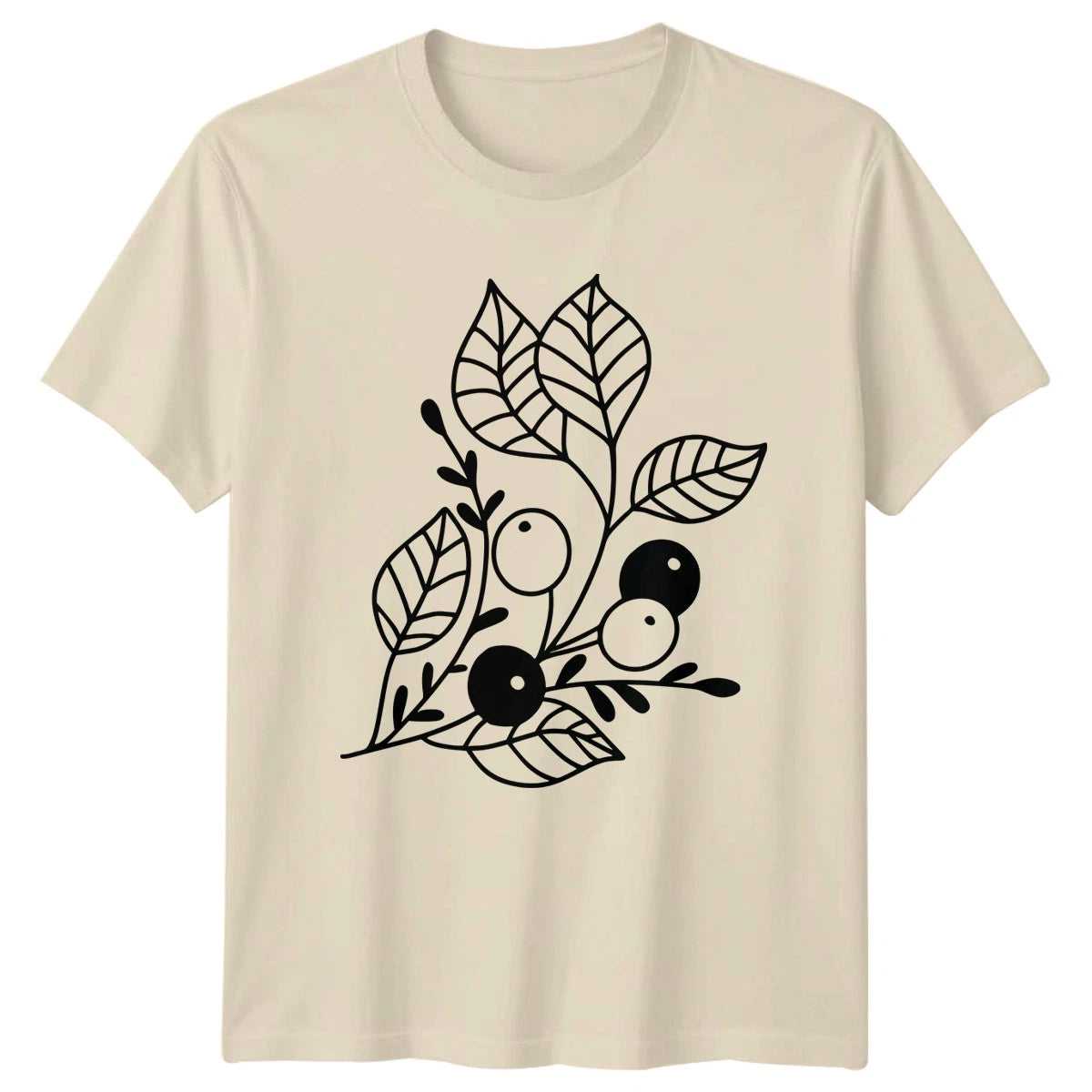 Minimalist Botanical Berry Foliage Line Womens T-Shirt Botanical Line Art