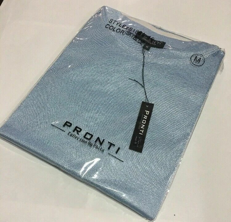 Mens solid summer short sleeves Crew neck shirts  pronti Collection SKY.BLUE